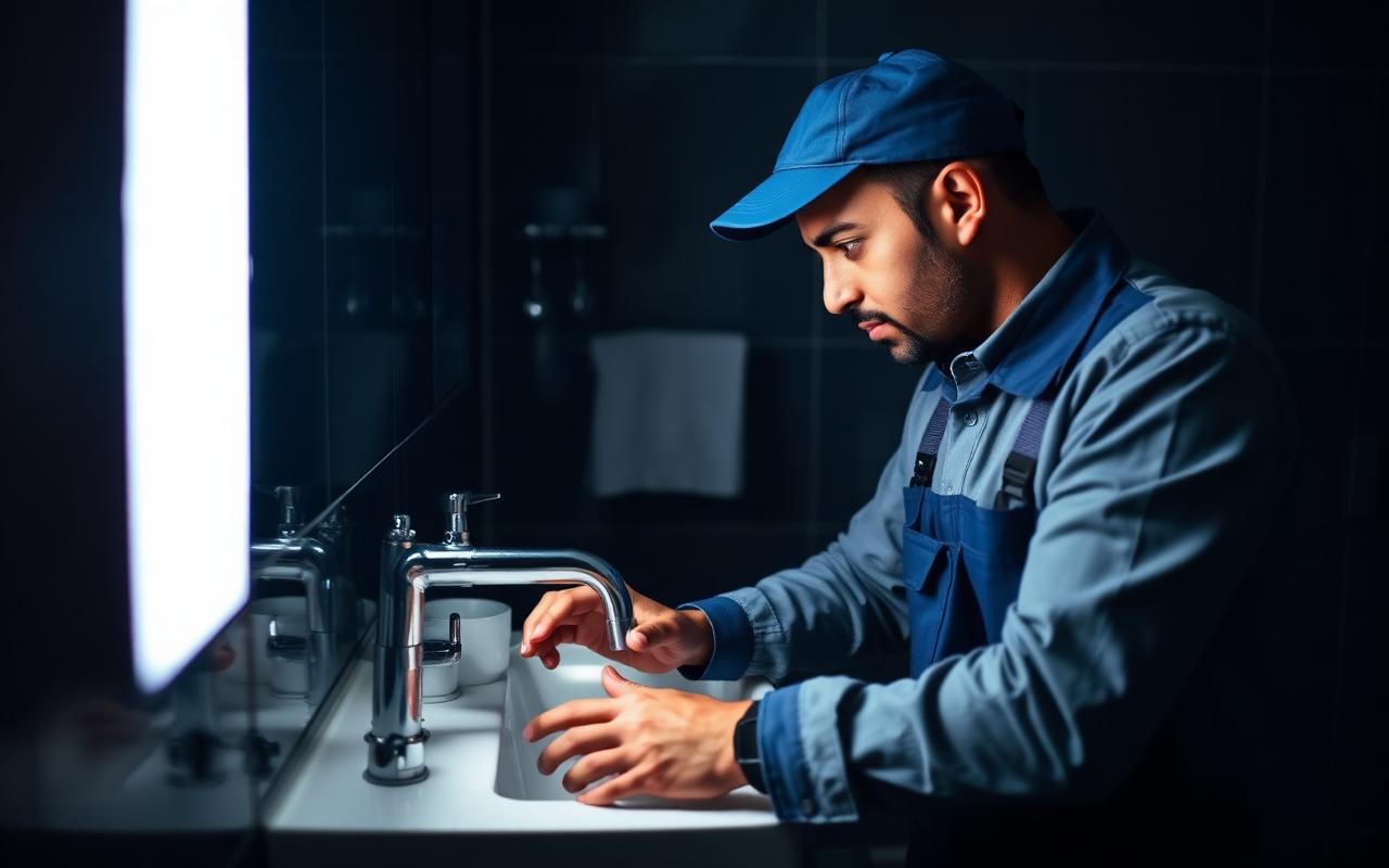 Plumbing technician servicing a modern bathroom fitting — Doon Plumber Service, Dehradun