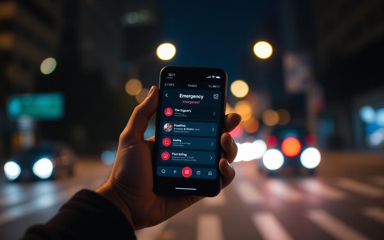 Emergency response app open on a phone at night — SatyaSetu civic technology platform